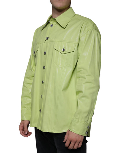 Dolce & Gabbana Green Cotton Collared Men Button Down Shirt