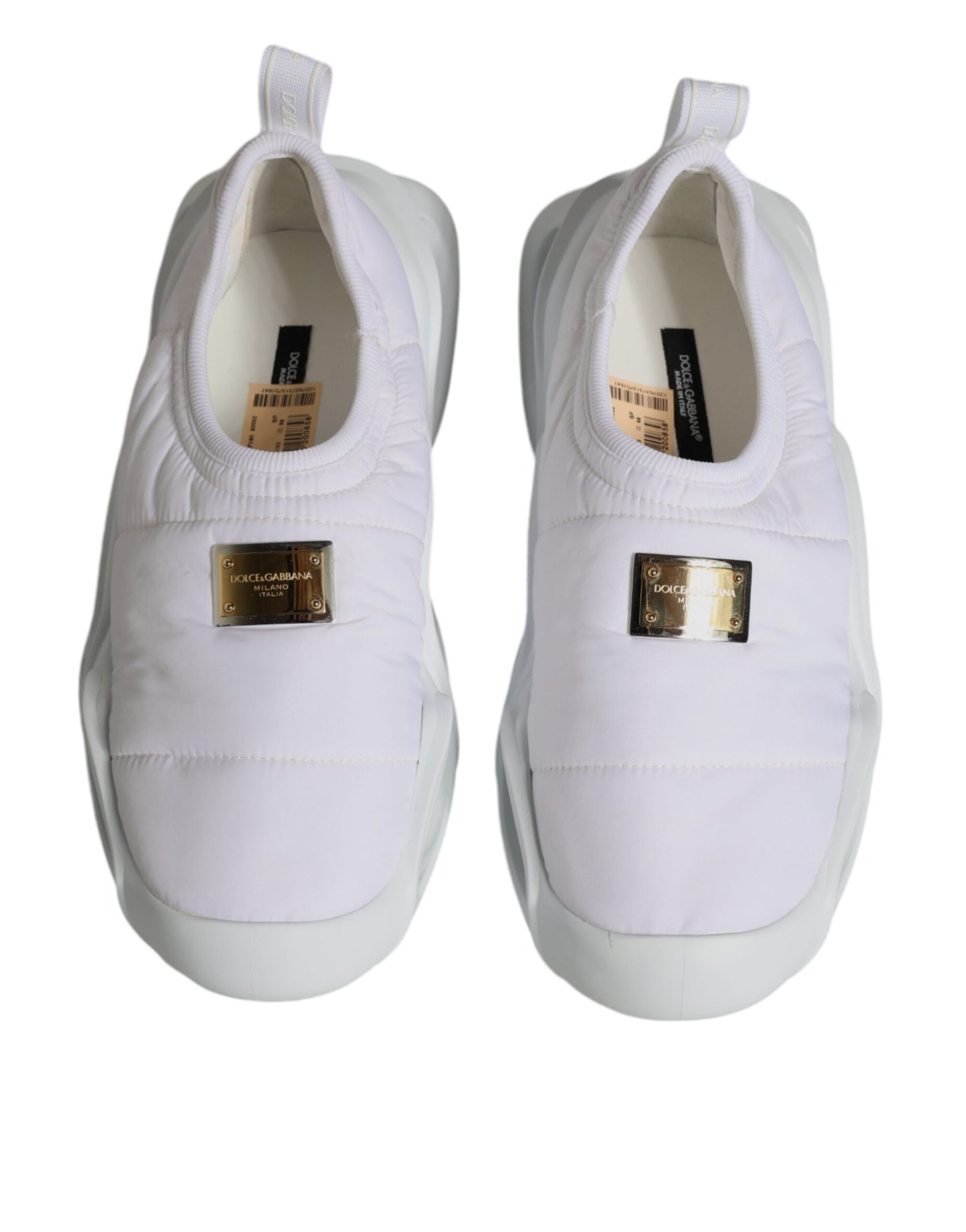 Dolce & Gabbana White Padded Fabric Low Top Sneakers Shoes