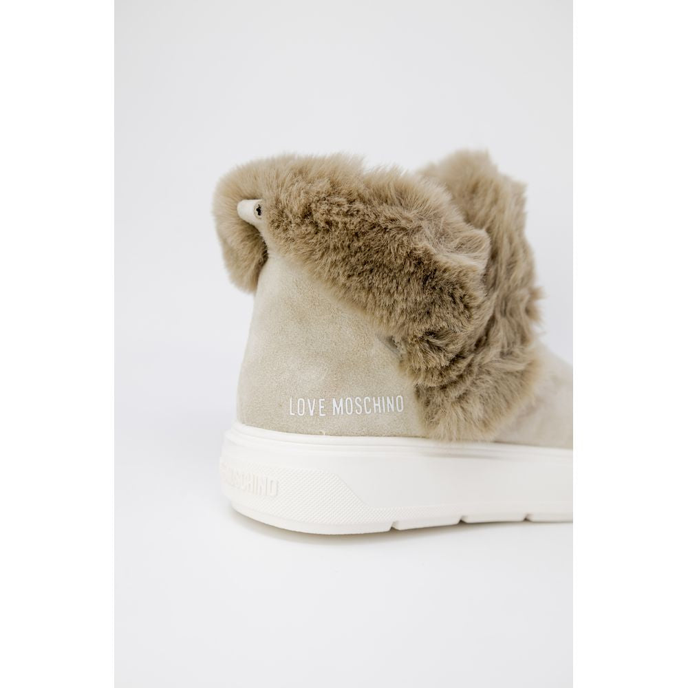 Love Moschino Beige Leather Chunky Sneakers