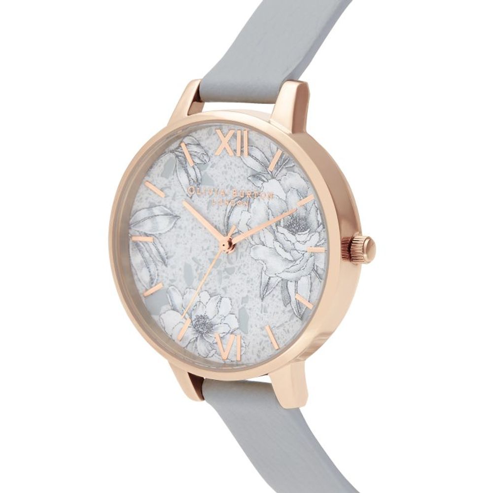 Olivia Burton Gray Artificial Leather Dress Watch