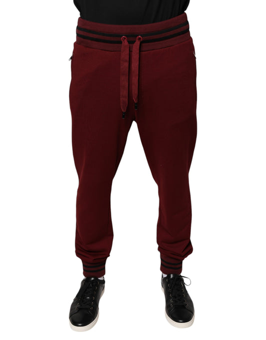 Dolce & Gabbana Dark Red Cotton Men Jogger Sweatpants Pants