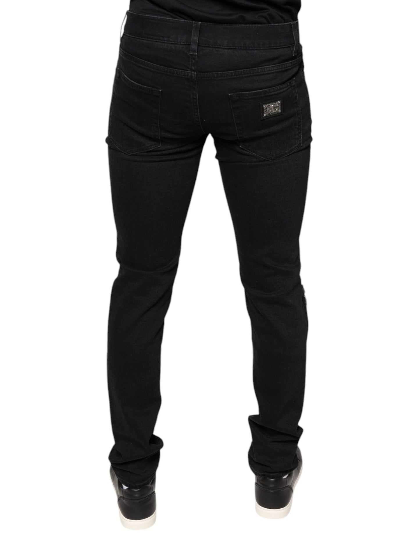 Dolce & Gabbana Black Tattered Cotton Skinny Men Denim Jeans