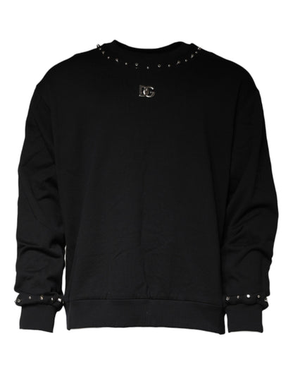 Dolce & Gabbana Black Logo Stud Pullover Sweatshirt Sweater