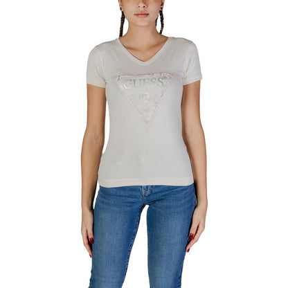 Guess Cream Cotton Tops & T-Shirt