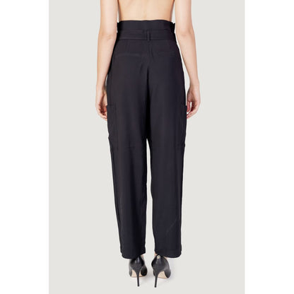 Vila Clothes Black Viscose Casual Pants