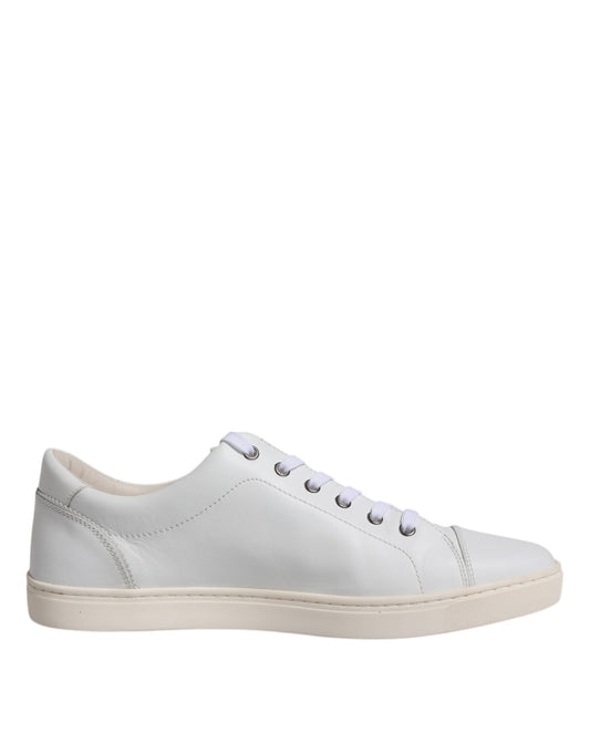 Dolce & Gabbana White Leather Low Top Men Sneakers Shoes