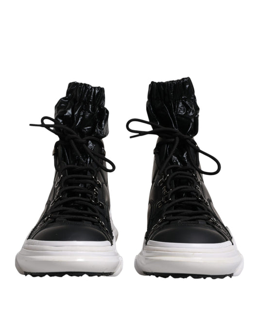 Dolce & Gabbana Black Nylon Galileo High Top Sneakers Shoes