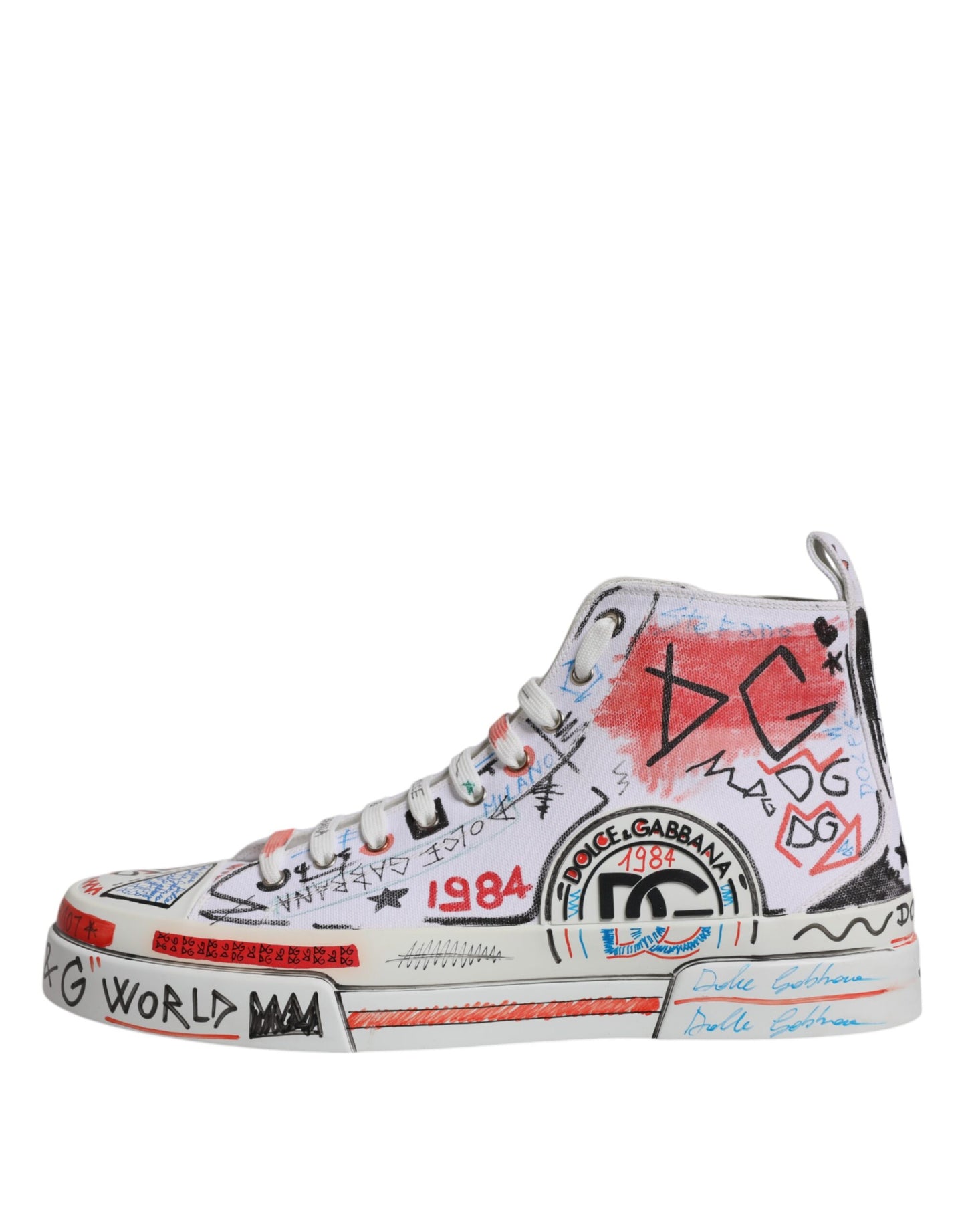 Dolce & Gabbana White Portofino Graffiti High Top Men Sneakers Shoes