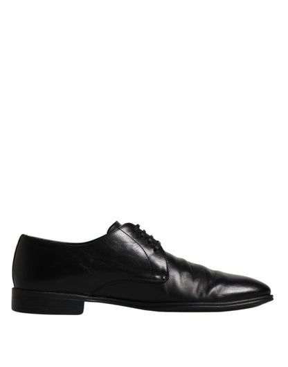 Dolce & Gabbana Black Leather Lace Up Men Derby Formal Shoes