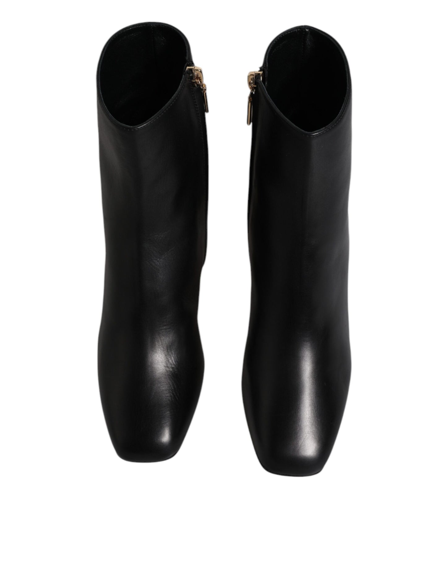 Dolce & Gabbana Black Jackie Leather Mid Calf Boots Shoes