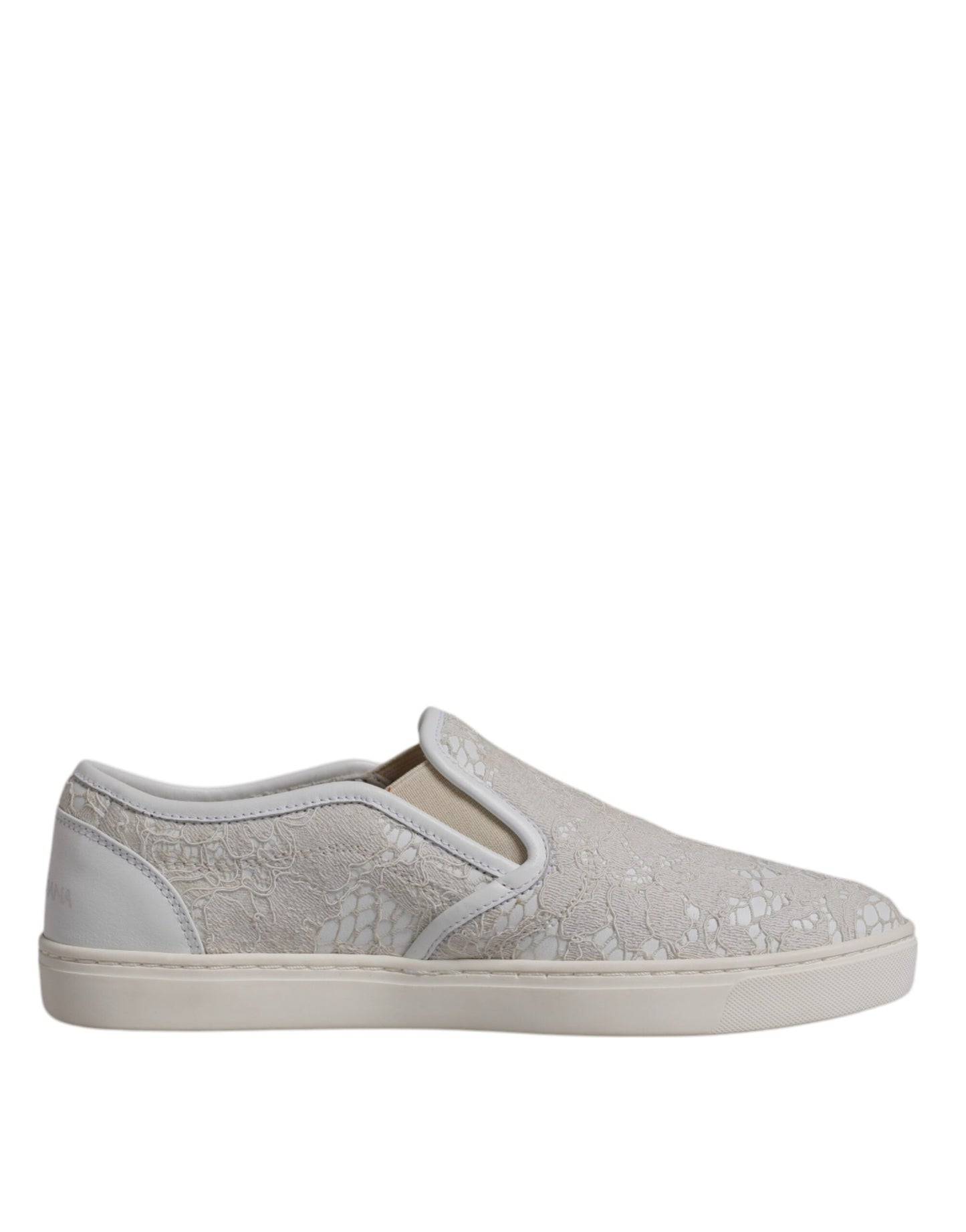 Dolce & Gabbana White Floral Lace Slip On Loafers Shoes