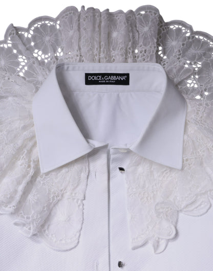 Dolce & Gabbana White Cotton Poplin Shirt Dress Blouse Top