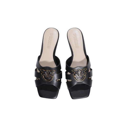 PINKO Black Leather Sandal