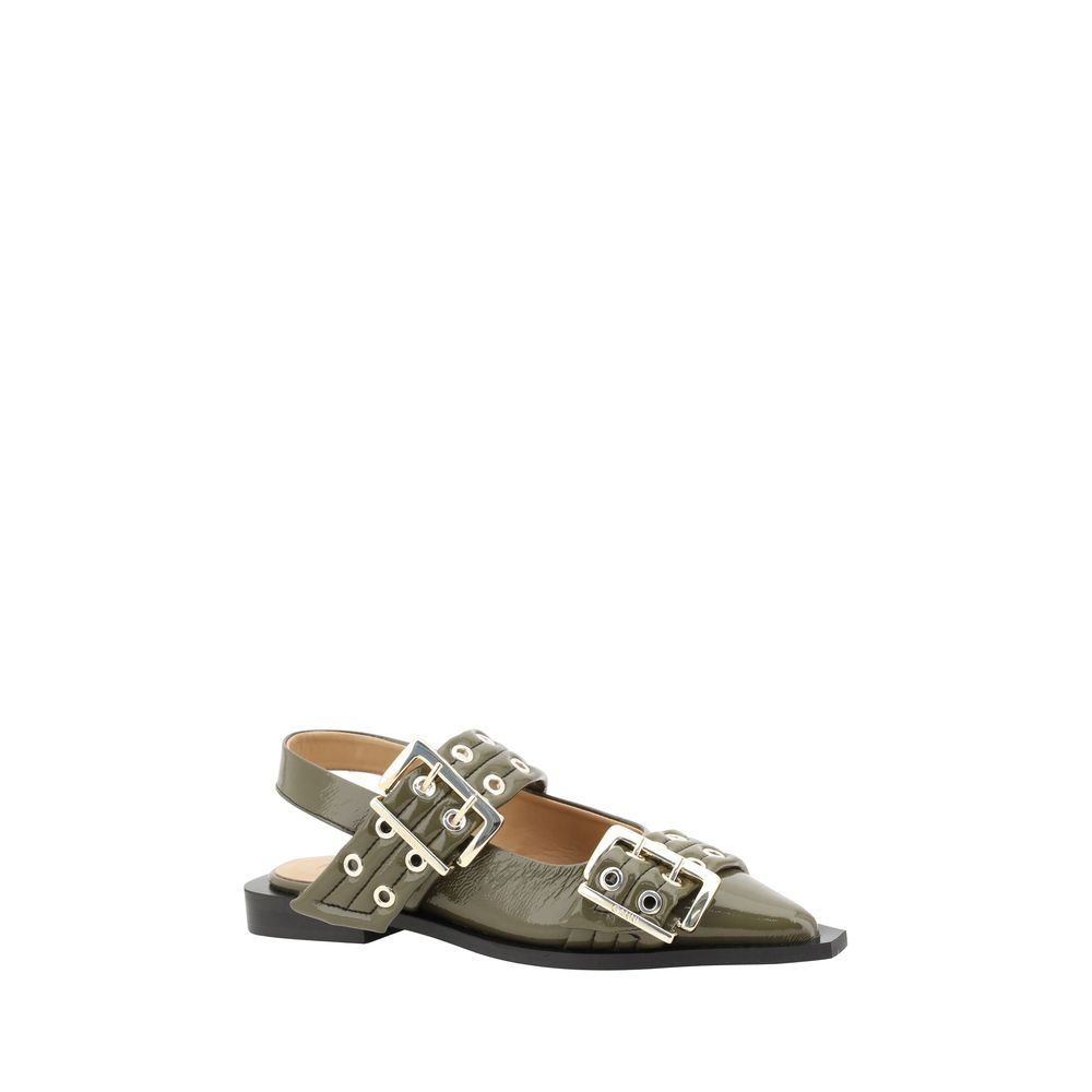 Ganni Buckle Ballerinas