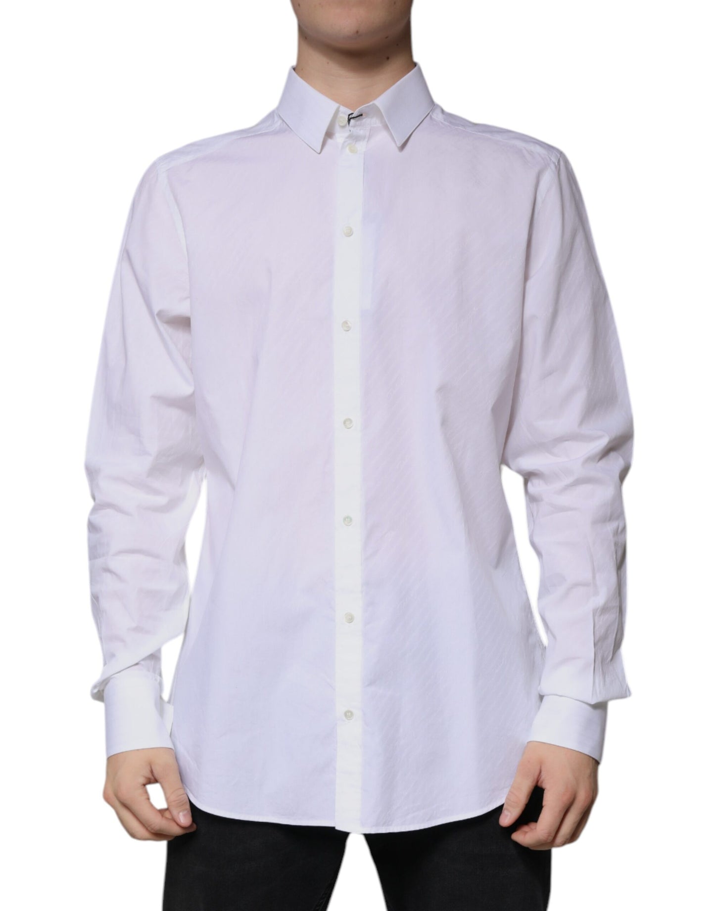 Dolce & Gabbana White Cotton Long Sleeve MARTINI Dress Shirt