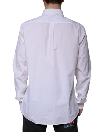 Dolce & Gabbana White Cotton Long Sleeve MARTINI Dress Shirt