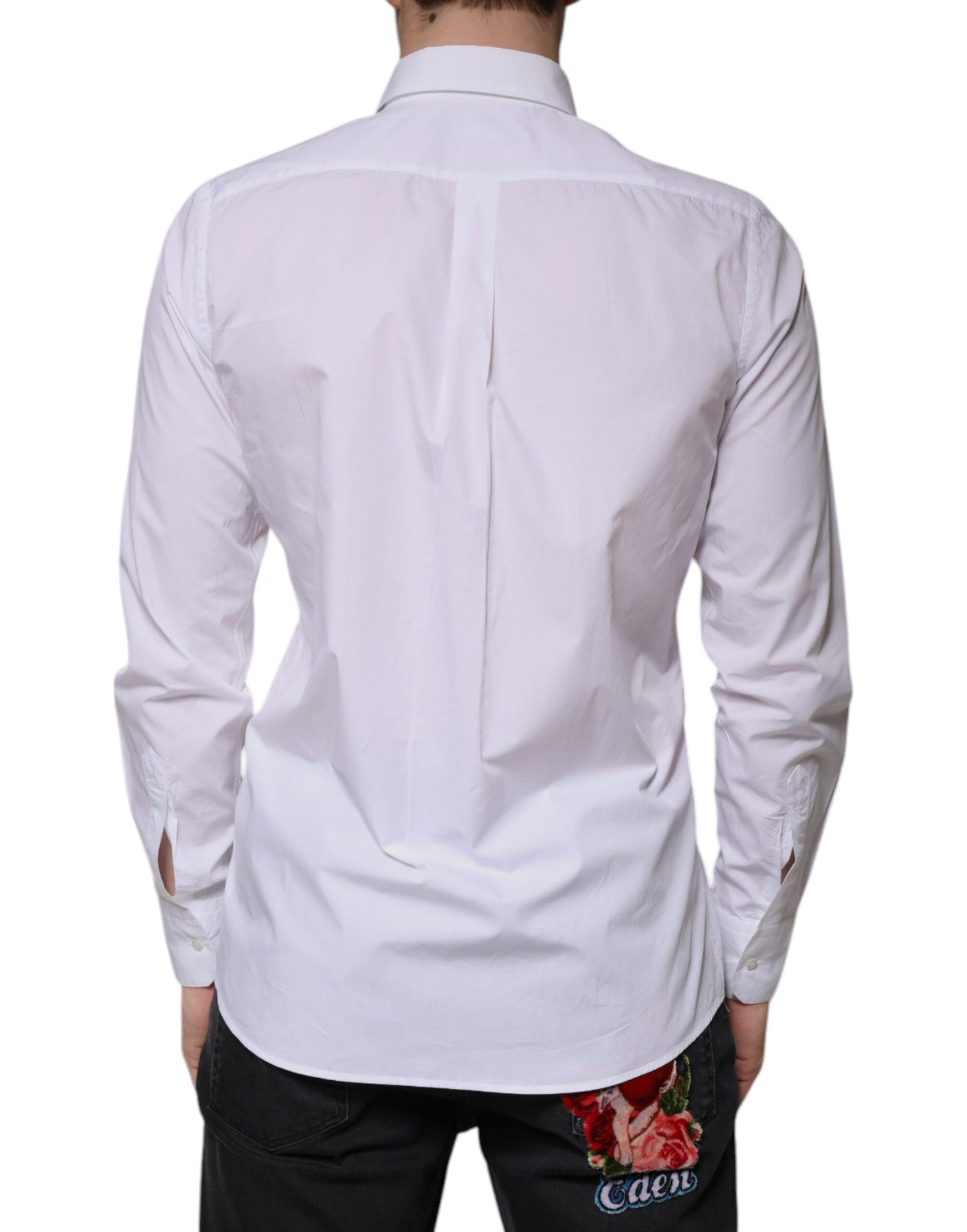 Dolce & Gabbana White Cotton Long Sleeve Formal Dress Shirt