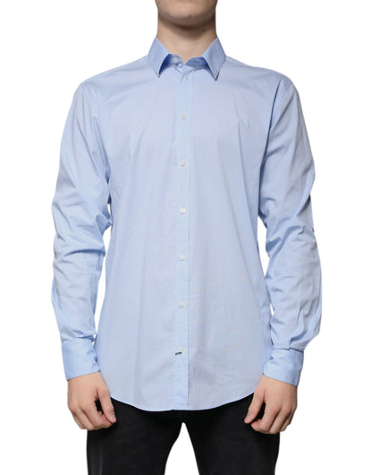 Dolce & Gabbana Light Blue Cotton Slim Fit MARTINI Dress Shirt