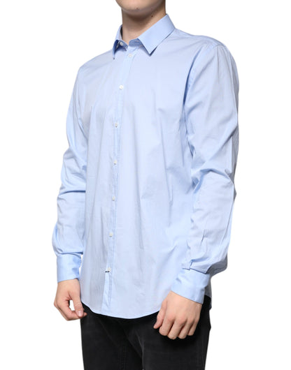 Dolce & Gabbana Light Blue Cotton Slim Fit MARTINI Dress Shirt