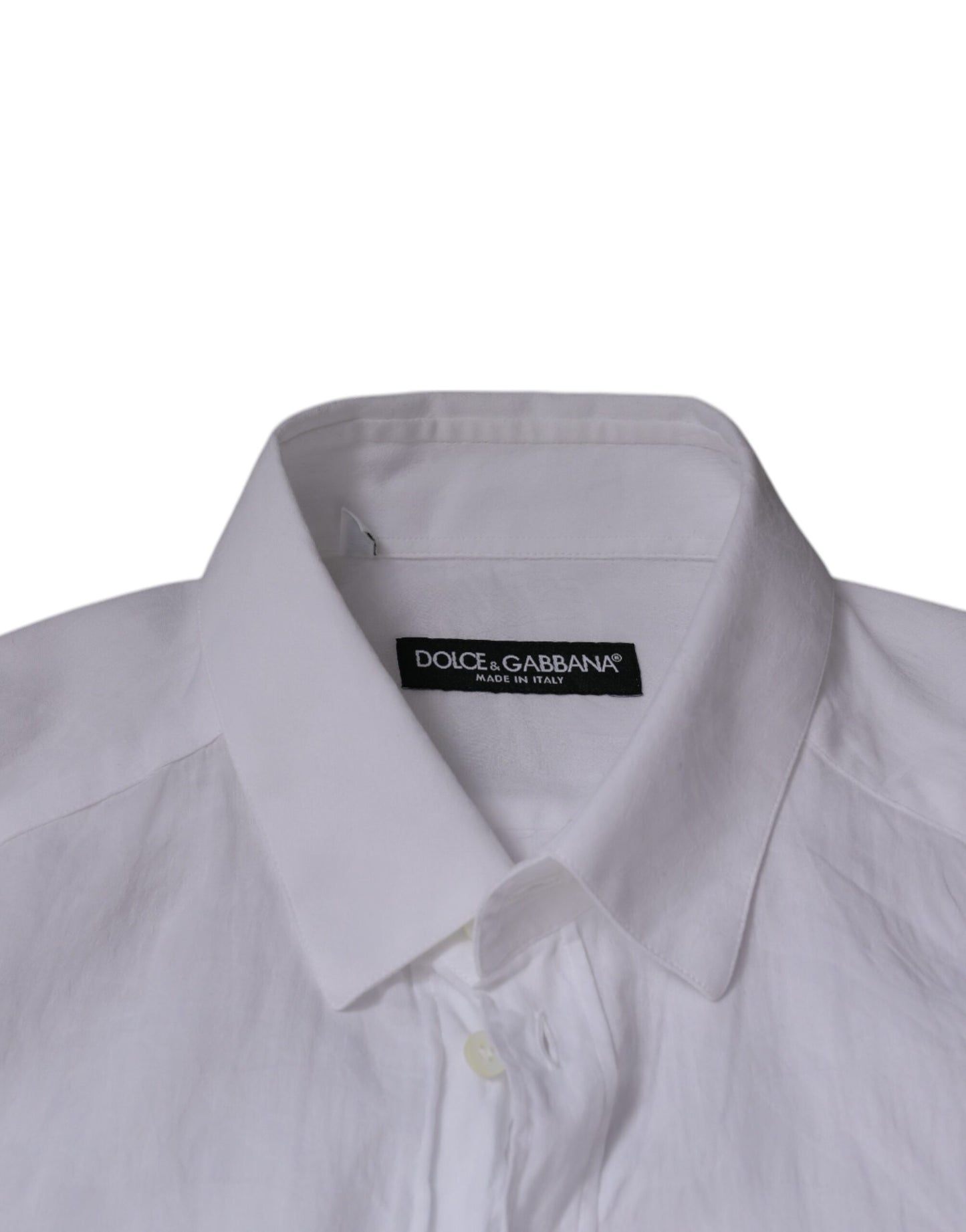 Dolce & Gabbana White Cotton Slim Fit Men Formal Dress Shirt