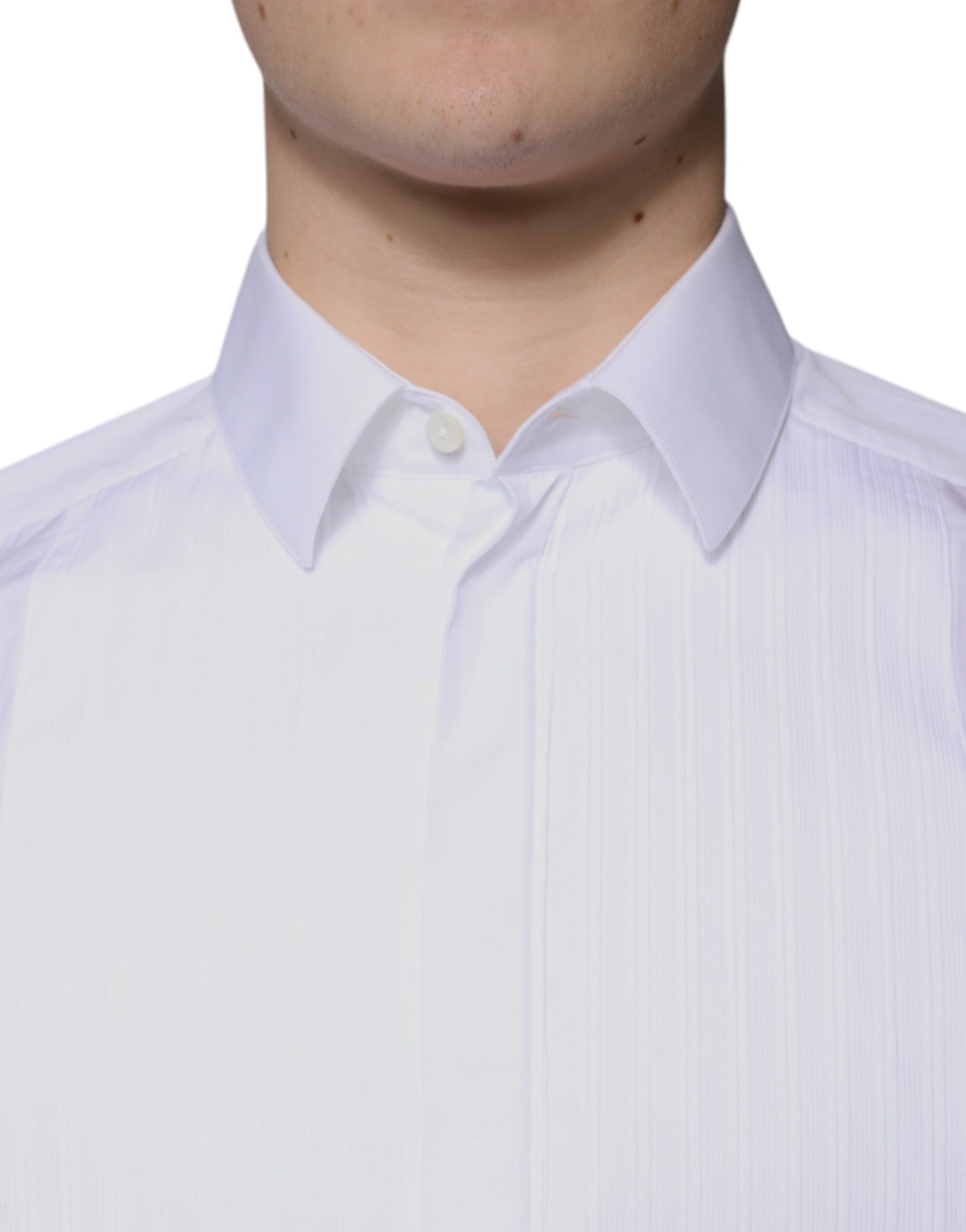 Dolce & Gabbana White Bib Cotton Poplin GOLD Men Formal Shirt