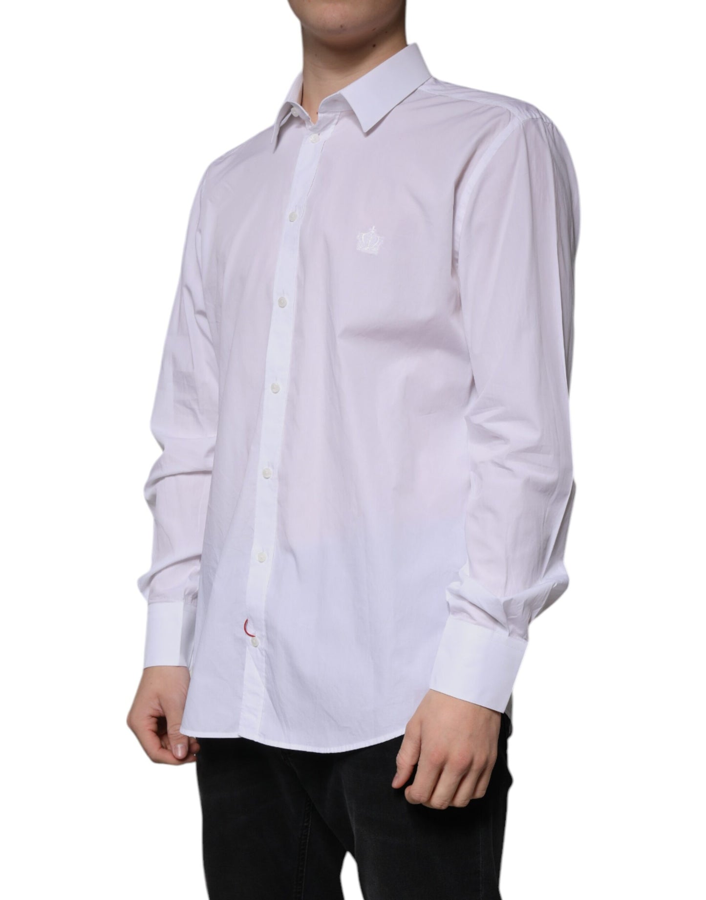 Dolce & Gabbana White Cotton Slim Fit MARTINI Dress Shirt