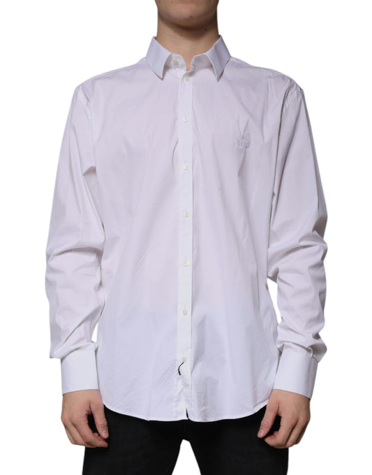 Dolce & Gabbana White Cotton Slim Fit MARTINI Dress Shirt