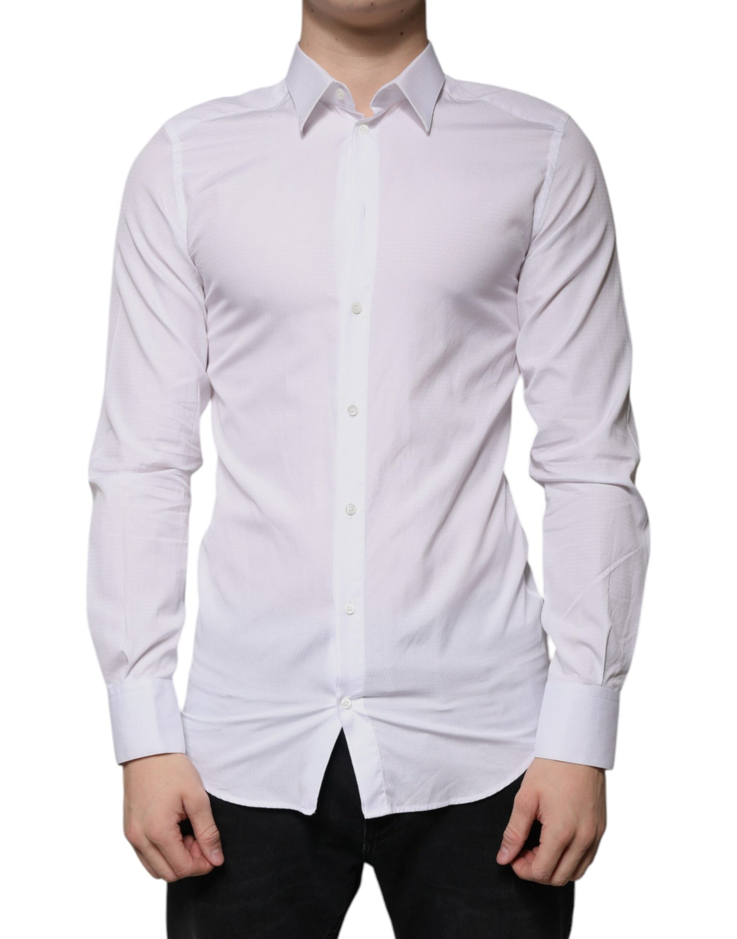 Dolce & Gabbana White Cotton Formal Men GOLD Dress Shirt