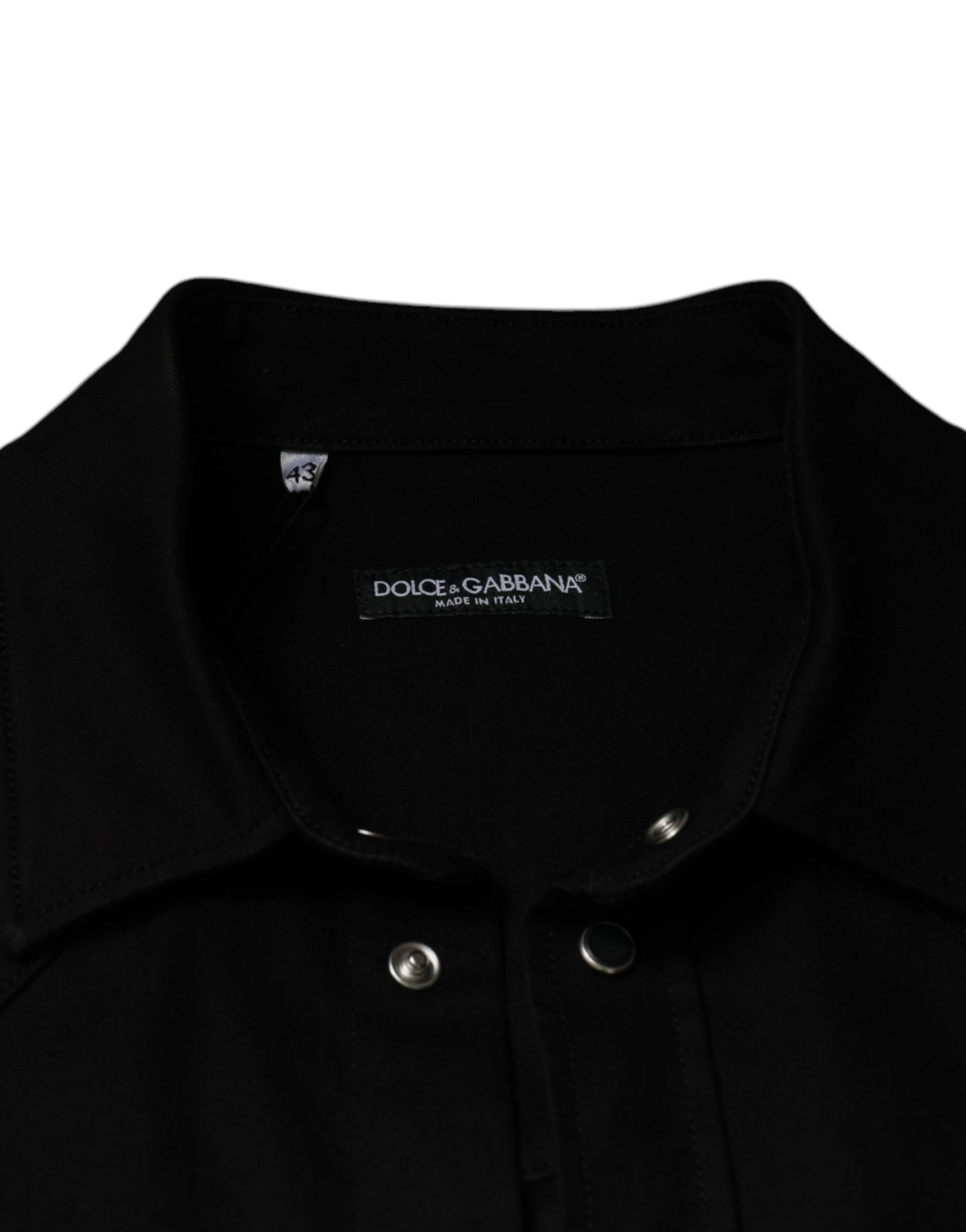 Dolce & Gabbana Black Cotton Collared Button Down Shirt