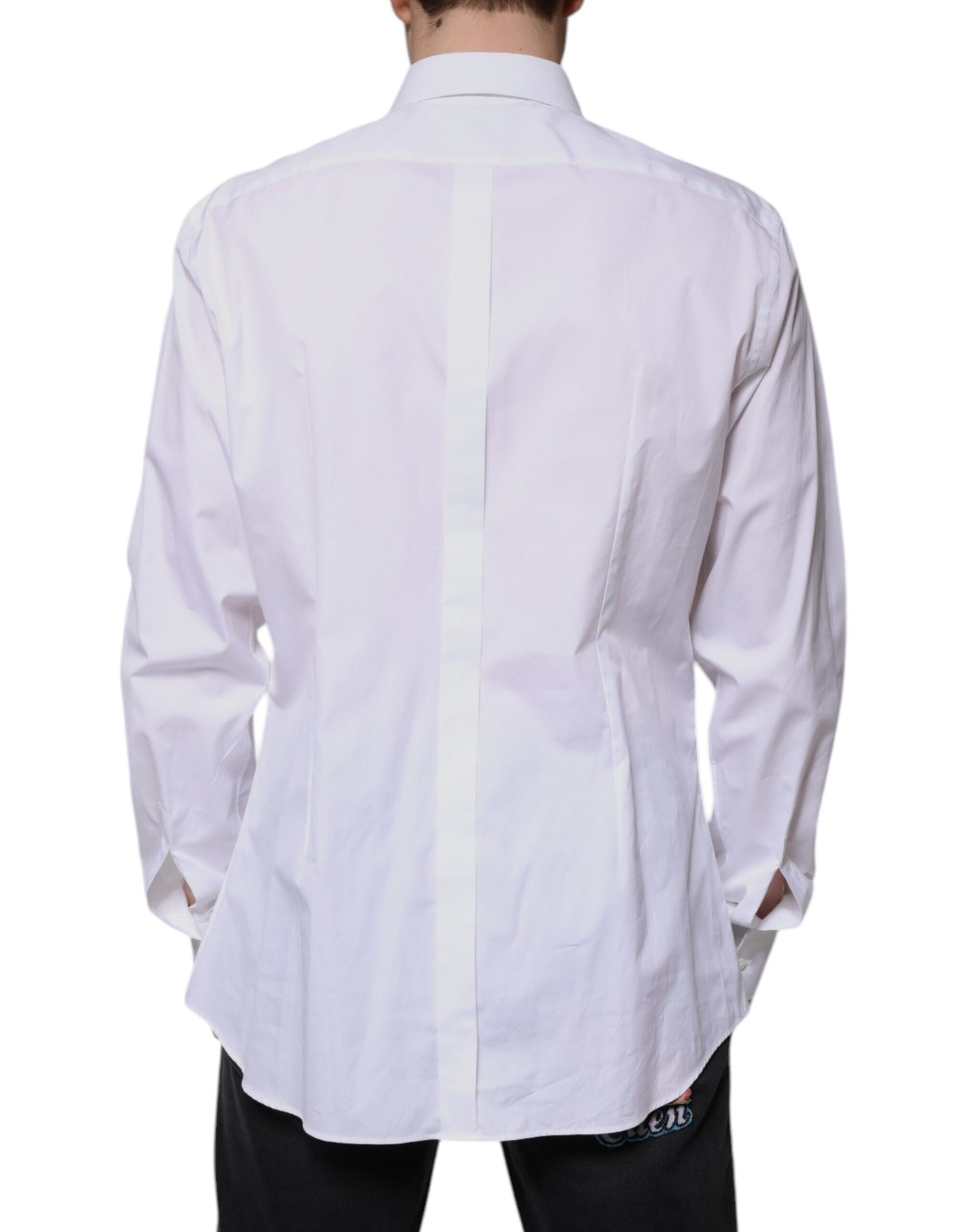 Dolce & Gabbana White Bib Cotton Poplin GOLD Formal Shirt