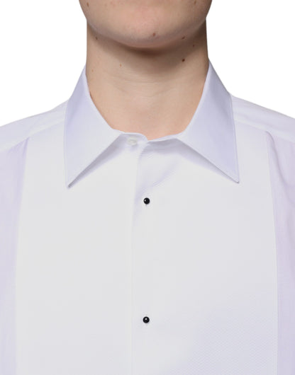 Dolce & Gabbana White Bib Cotton Poplin GOLD Formal Shirt