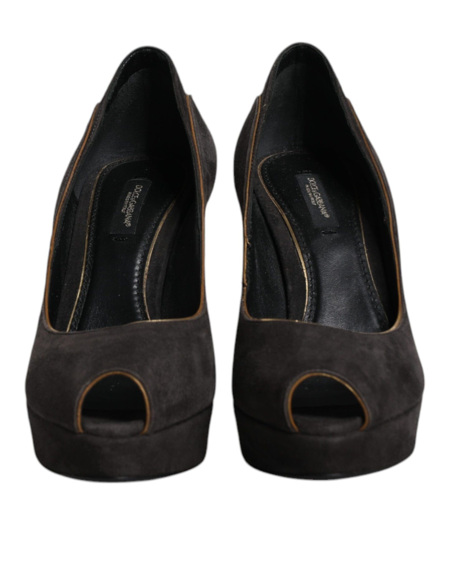 Dolce & Gabbana Black Suede Leather Platform Heels Pumps Shoes