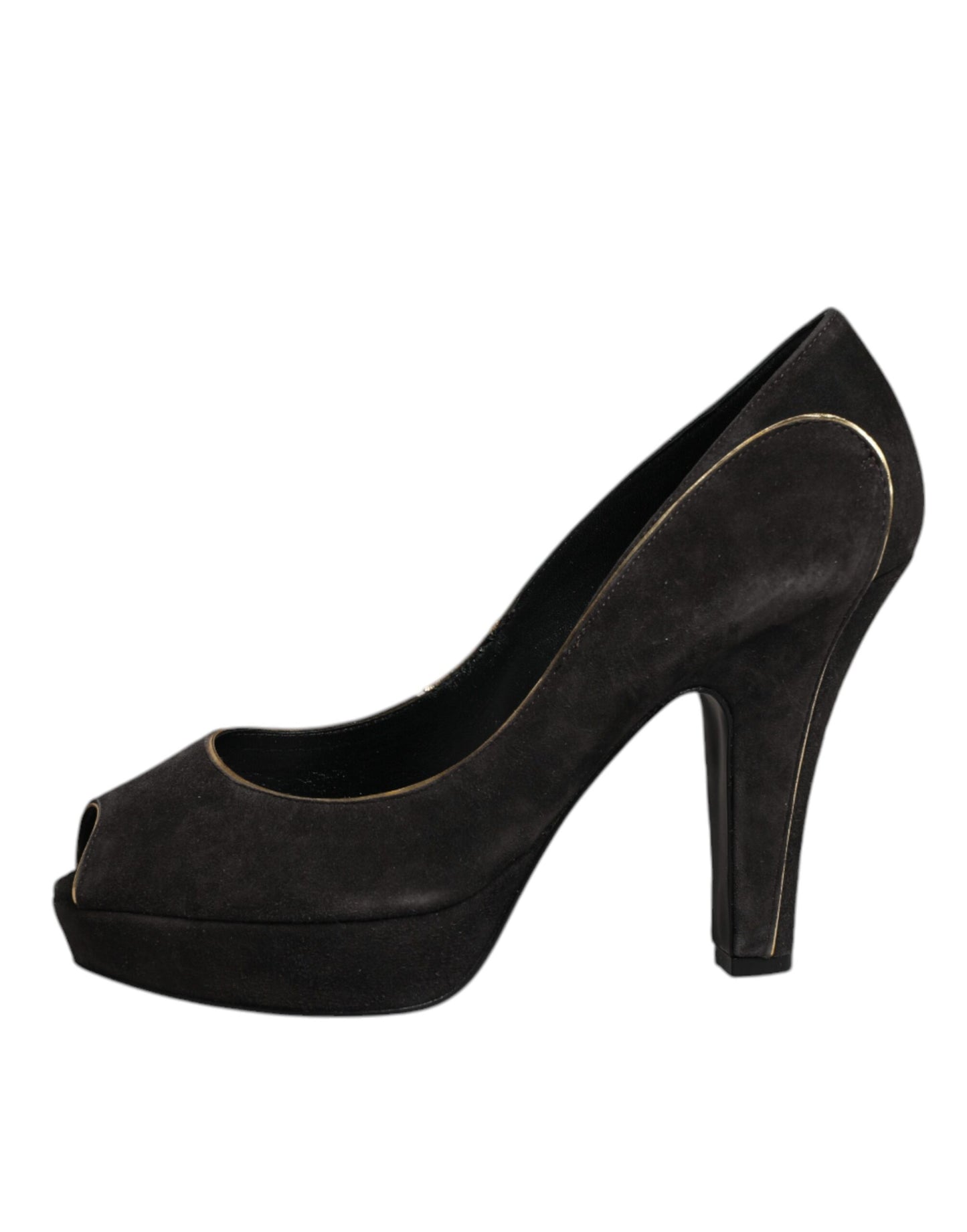 Dolce & Gabbana Black Suede Leather Platform Heels Pumps Shoes