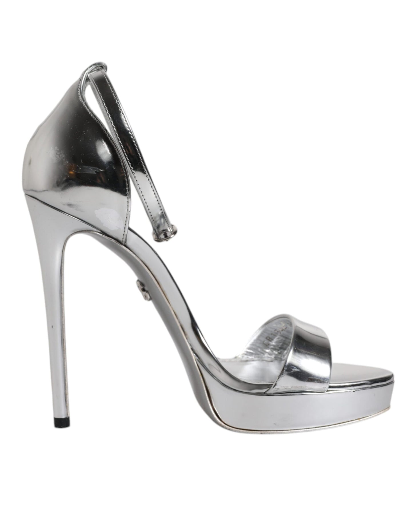 Dolce & Gabbana Silver Leather Platform Keira Sandals Shoes