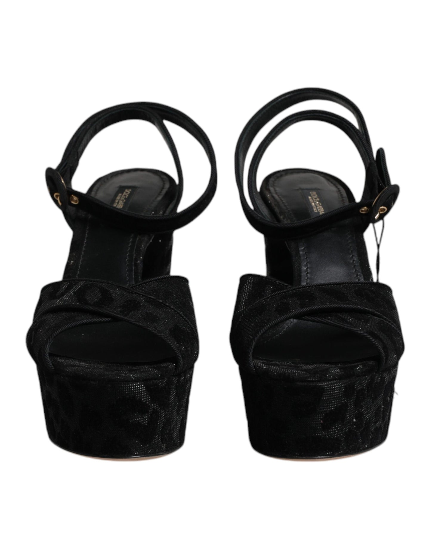 Dolce & Gabbana Black Leopard Platform Heels Sandals Shoes