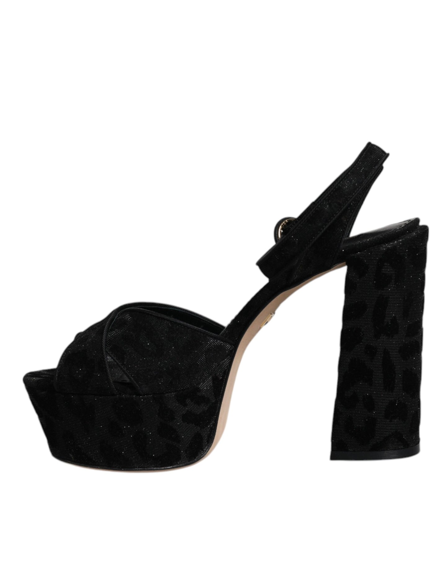 Dolce & Gabbana Black Leopard Platform Heels Sandals Shoes