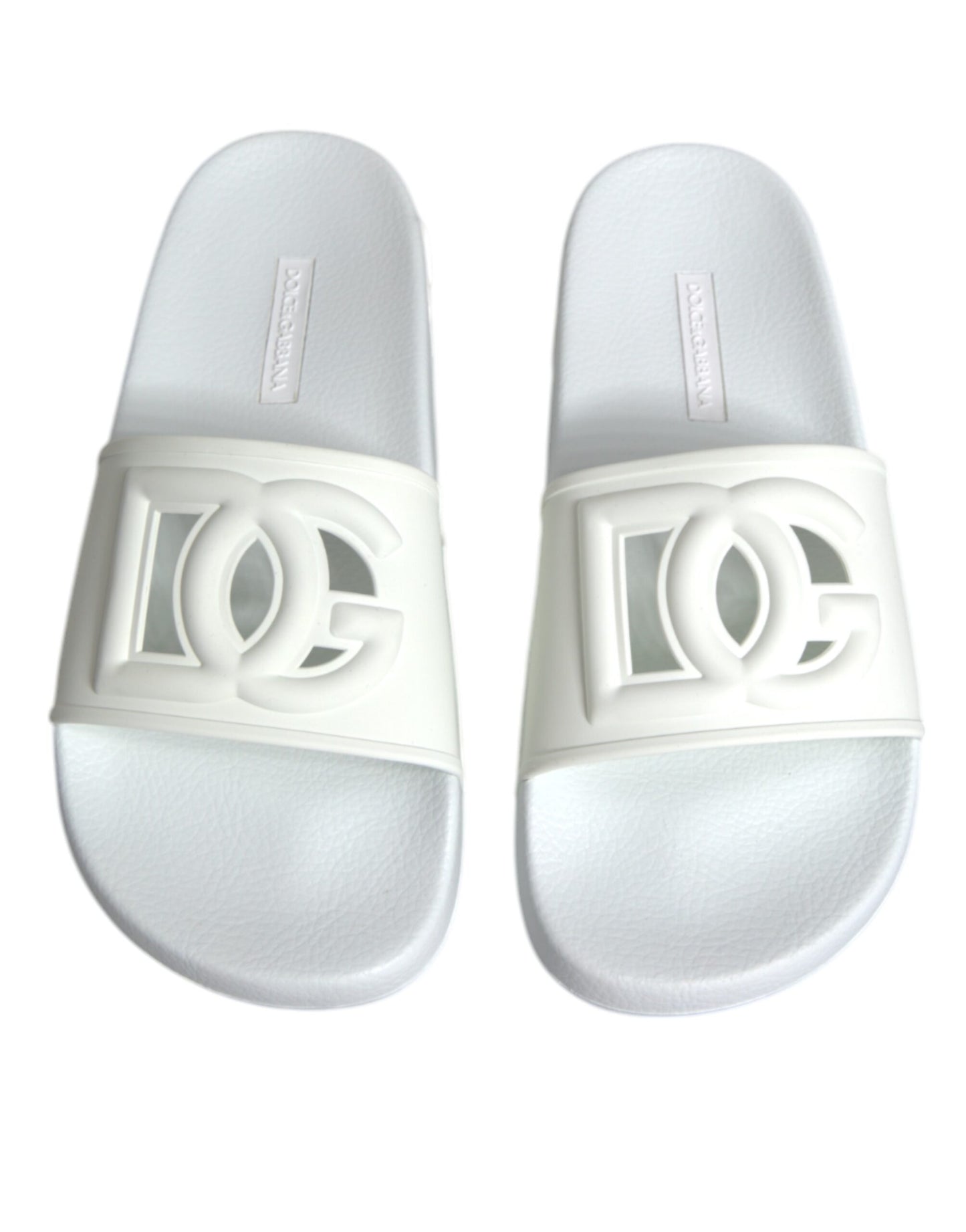 Dolce & Gabbana White Rubber Slides Sandals Beachwear Shoes