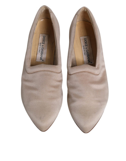 Dolce & Gabbana Beige Fabric Slip On Ballerina Flats Shoes