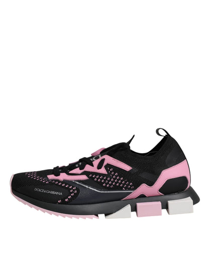 Dolce & Gabbana Black Pink SORRENTO Sport Stretch Sneakers Shoes