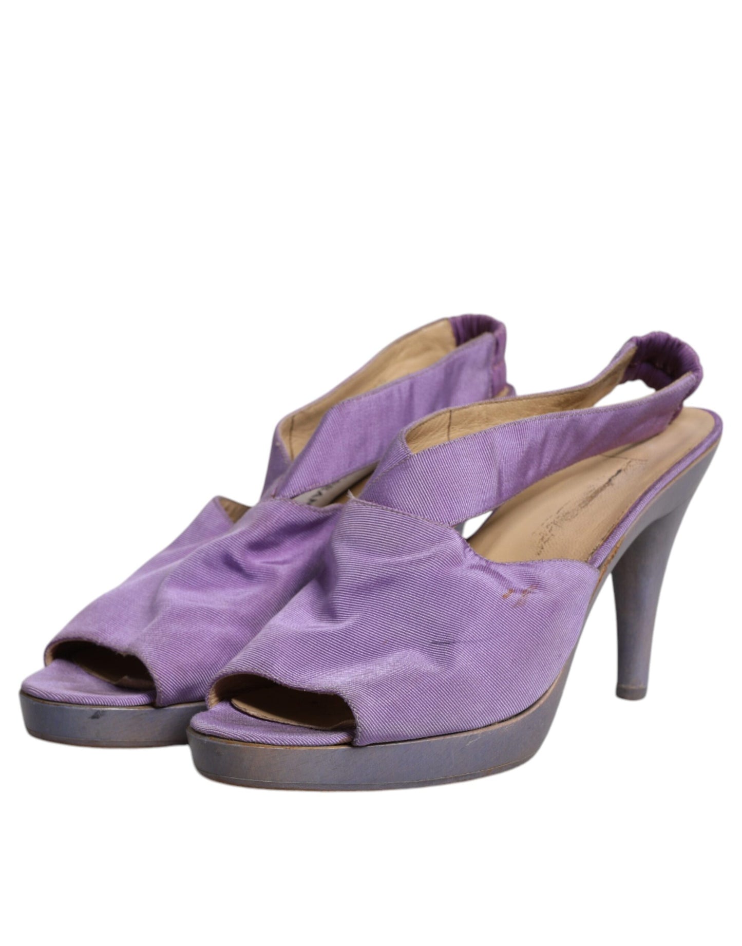 Dolce & Gabbana Purple Platform Slingback Heels Sandals Shoes