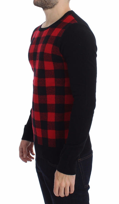 Costume National Checkered Wool Crewneck Pullover Sweater