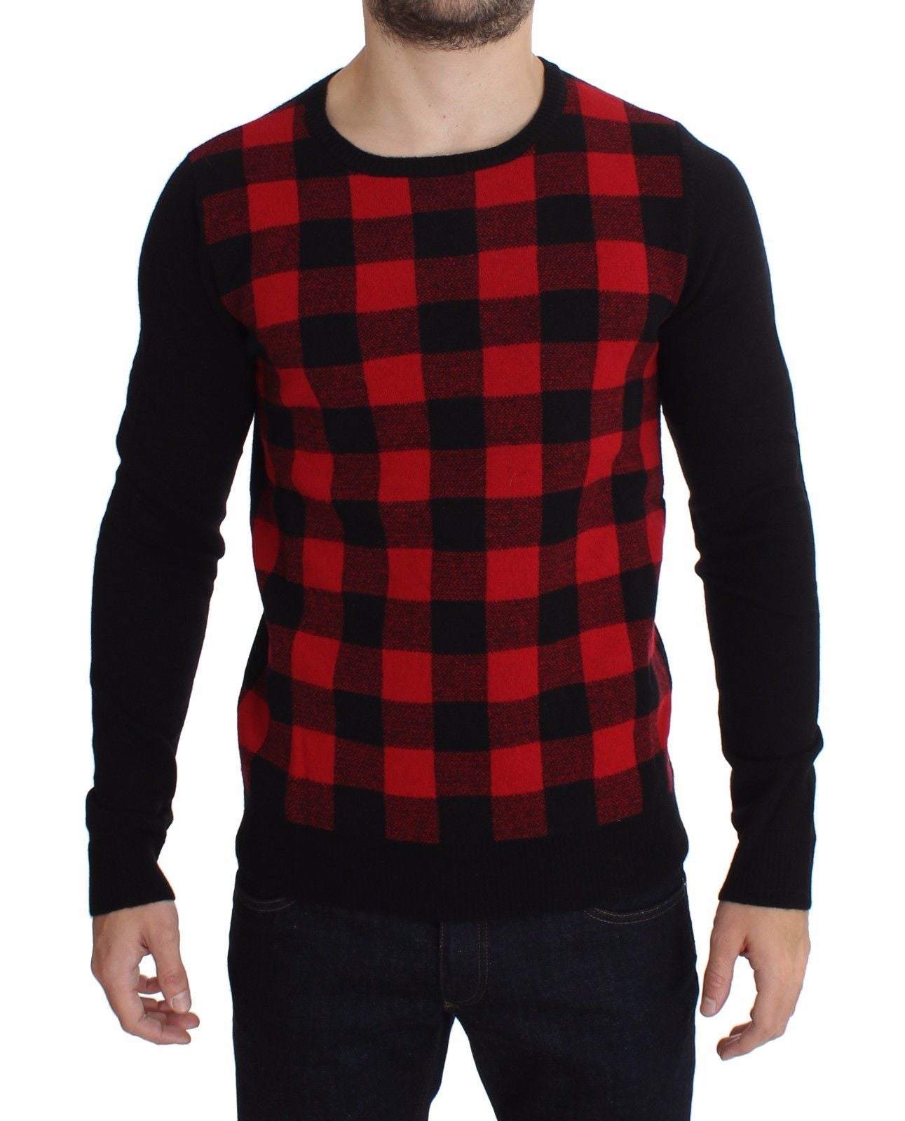 Costume National Checkered Wool Crewneck Pullover Sweater