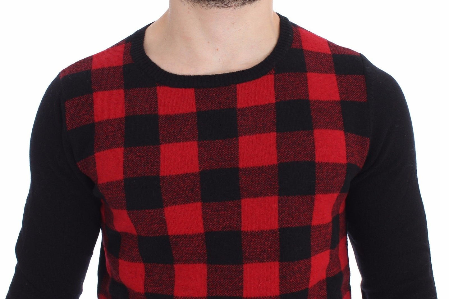 Costume National Checkered Wool Crewneck Pullover Sweater