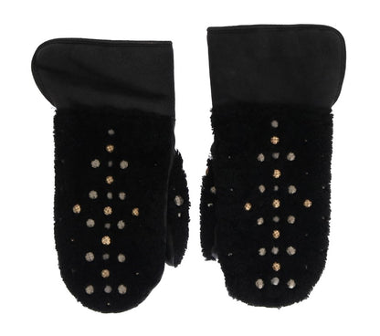 Dolce & Gabbana Studded Black Leather Gentleman's Gloves