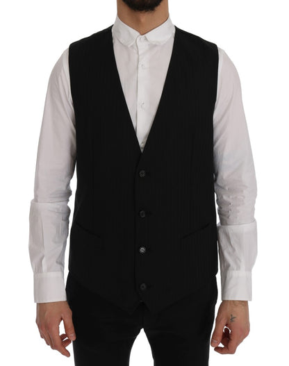 Dolce & Gabbana Elegant Striped Wool Waistcoat Vest