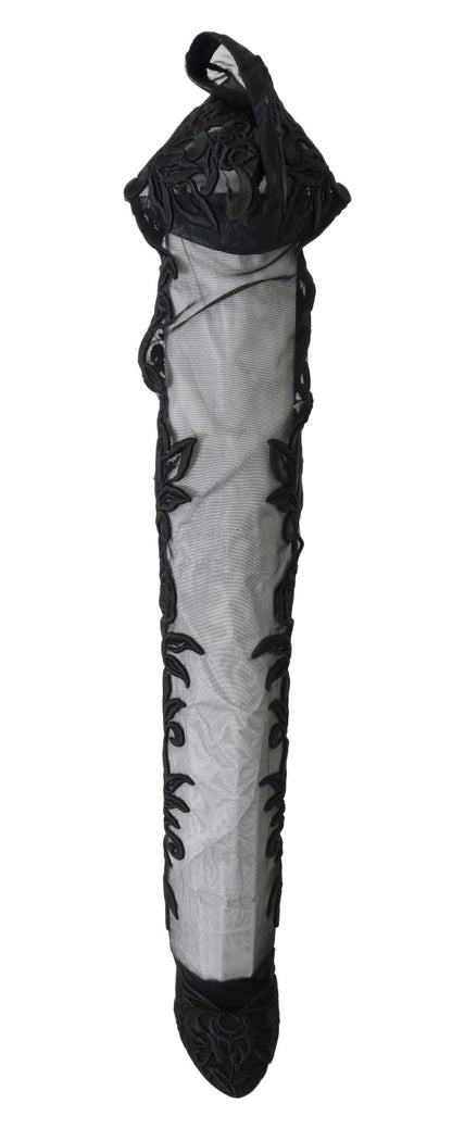 Dolce & Gabbana Black Floral Embroidered Socks Boots