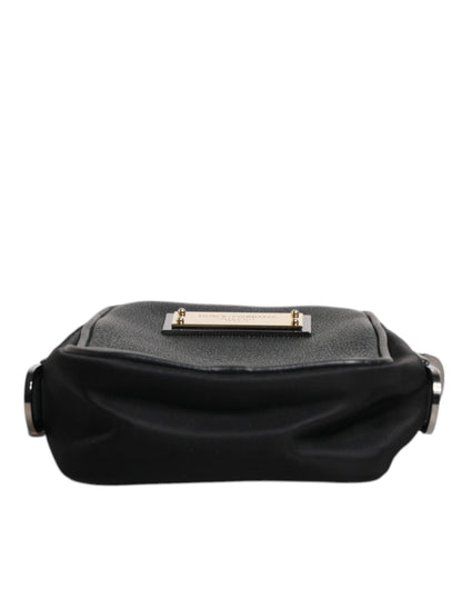 Dolce & Gabbana Black Grain Leather Logo Plaque Clutch Bag