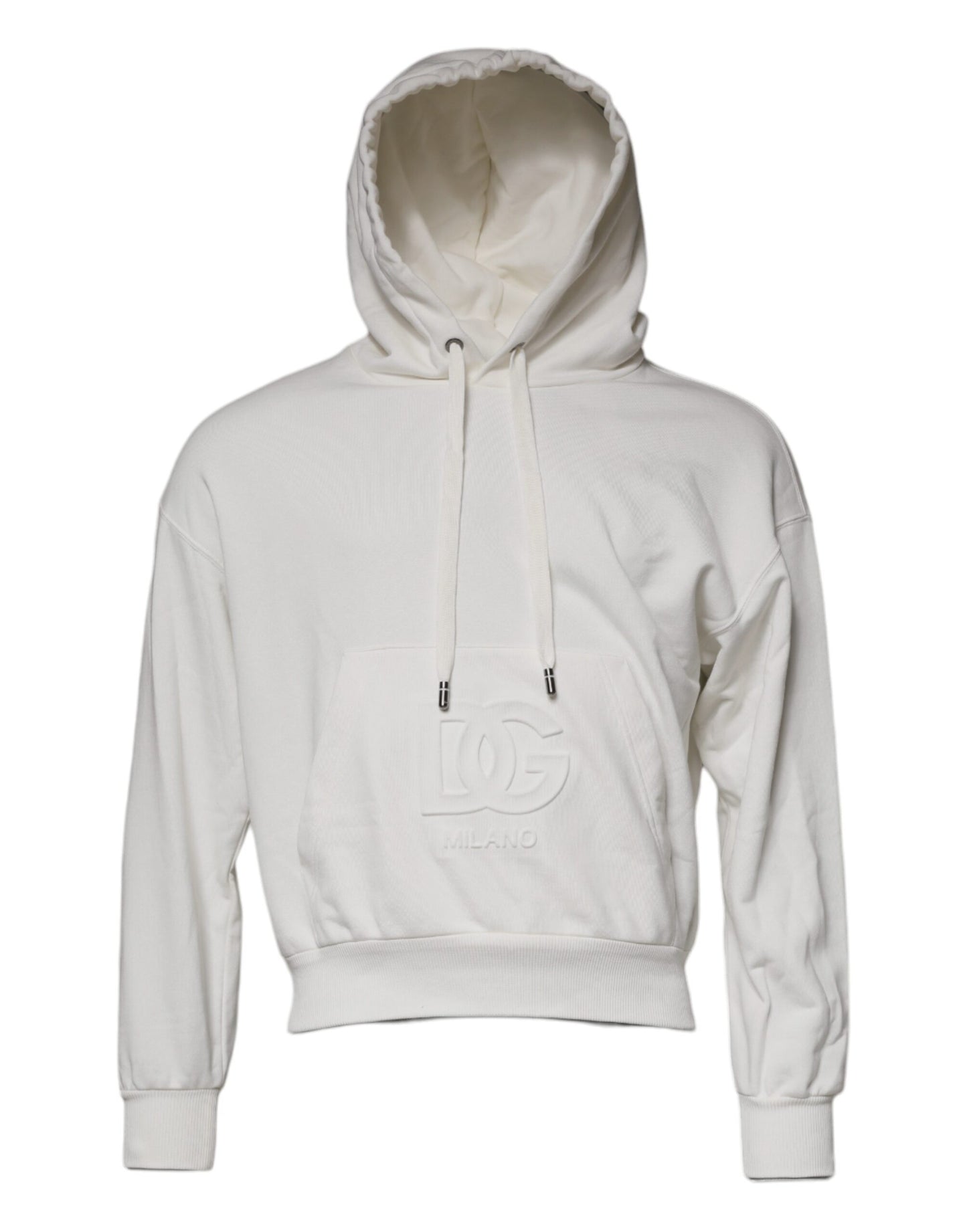 Dolce & Gabbana White Logo Hooded Pullover Men Sweatshirt Sweater