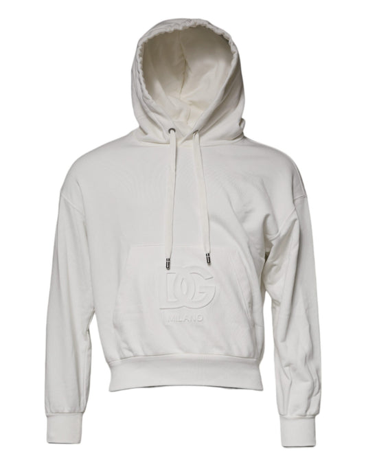 Dolce & Gabbana White Logo Hooded Pullover Men Sweatshirt Sweater