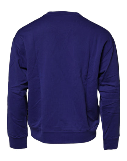 Dolce & Gabbana Blue Cotton Crew Neck Men Pullover Sweater